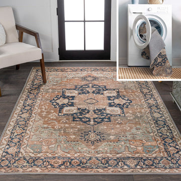 Maris Ornate Medallion Washable Area Rug